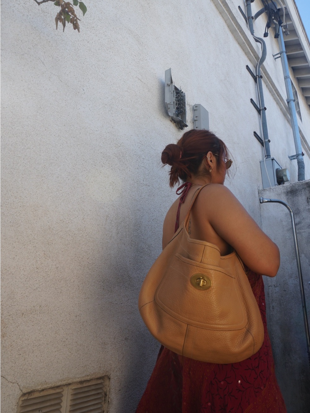 Coach Pebbled Leather Shoulder Bag in Tan Brown - Picture 2 of 9